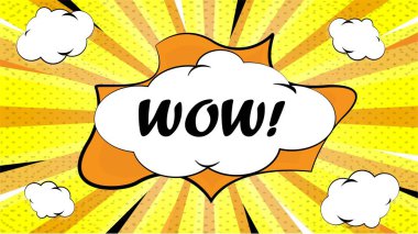 Comic pop art background Cartoon sunburst pattern red, Stripes sunburst rotating motion with clouds. Radial lines rotates on a halftone pattern. Retro backdrop for comics superhero text.