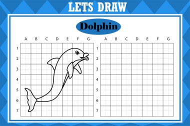 Draw cute umbrella. Grid copy worksheet. educational children game. Drawing activity for toddlers and kids. Vector Holiday drawing practice worksheet.