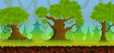 2d game art, natural landscape for games, mobile applications and computers, game background vector illustration.