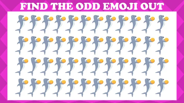 Find Odd Emoji Out Visual Logic Puzzle Game Activity Game — 스톡 벡터