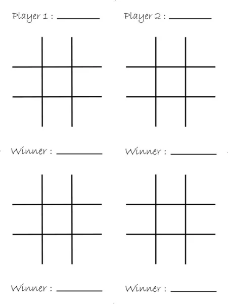 Tic Tac Toe Table Kids Activity Page Player Name Winner — Vettoriale Stock