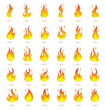 Fire flame logo, gradient color icons vector illustration isolated on white background. 