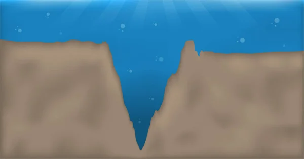 Vector Realistic Mariana Trench Underwater Sea Illustration — Stock Vector