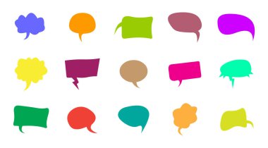 Boş konuşma balonu sohbet kutusu seti, mesaj kutusu renkli çizgi film vektör çizimi tasarımı.