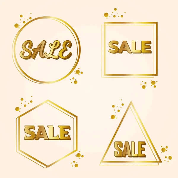 Sale Golden Text Sale Vector Lettering Gold Black Background — Stock Vector
