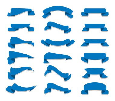 Farklı mavi düz metin kutuları şekil pankartlar, satış promosyonu için modern şekiller.