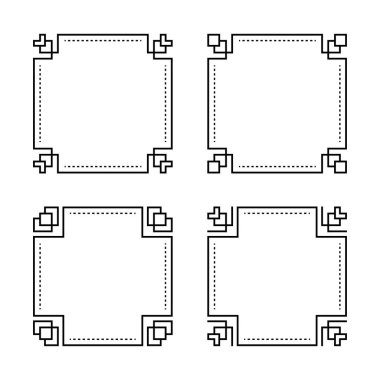 Çin stili boş basit dekoratif şirin sınır çizimi vektör sanatı
