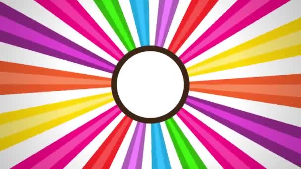 Regenboog Veelkleurige Zonnestralen Met Badge Geïsoleerd Een Witte Achtergrond — Stockvideo