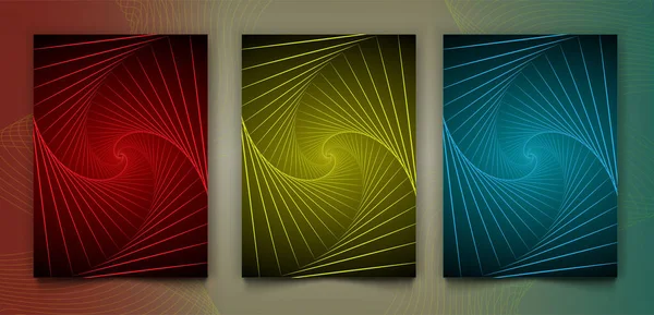 Set Abstract Modern Book Covers Design Gradient Swirl Lines Vector — Stock Vector