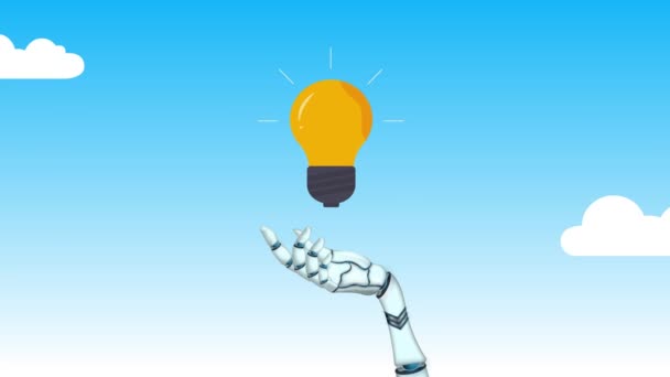 Robot Levante Mano Dar Idea Chat Bot Chatbot Responder Concepto — Vídeos de Stock