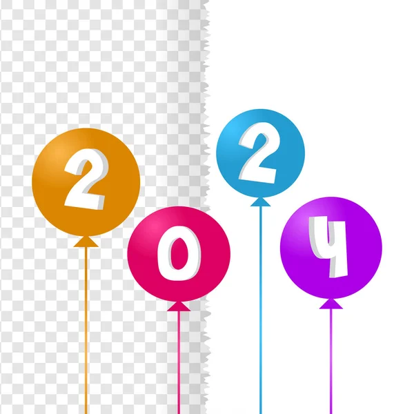 2024 Färgglad Text Gott Nytt Text Design Ballonger Färg Nummer Stockvektor