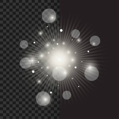 White glowing light burst explosion, flash of light, a magical glow, star rays vector image clipart