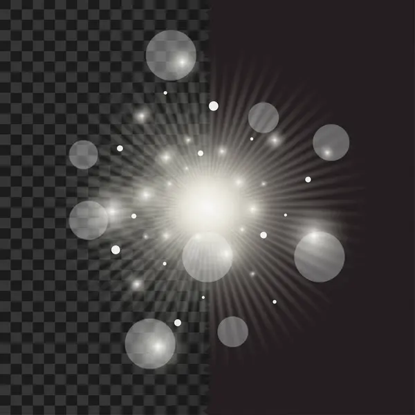 Vit Glödande Ljus Brast Explosion Blixt Ljus Magisk Glöd Stjärnstrålar Royaltyfria illustrationer