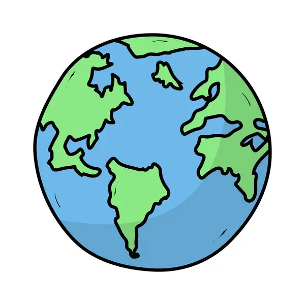Hand Drawn Cartoon Earth Vector Illustration Royaltyfria Stockvektorer