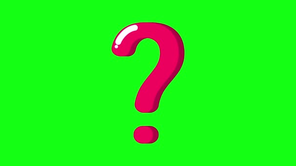 Blinking Question Mark Looped Animation Video Isolated Green Screen Background — Stock Video