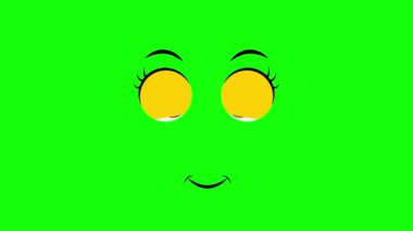 Çizgi film basit kawaii göz kırpan yeşil ekran, krom anahtar yeşil ekran hareketli hava durumu ikonu. Stock video 3 boyutlu animasyon. Süper yüksek çözünürlük.