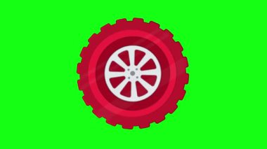 Kırmızı tekerlek döndürme döngüsü animasyonu, yeşil ekran tekerlek hareketi grafikleri