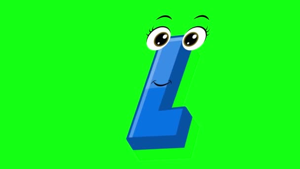 Cartoon Stil Buchstabe Animation Mit Grünem Hintergrund Alphabet Tanzende Buchstaben — Stockvideo