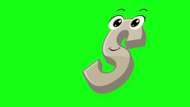 漫画スタイルの手紙 緑のスクリーンの背景を持つ2Dアニメーション 小さな子供のためのアルファベットのダンス文字 — ストック動画