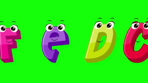 在绿色屏幕背景上跳舞的字母包 给小孩的字母跳舞的字母 用于运动图形的4K视频动画 — 图库视频影像