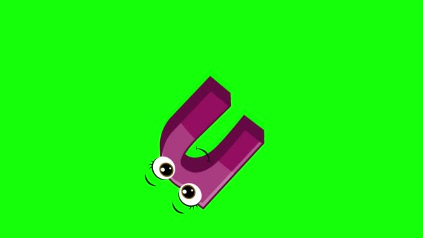 Анімація Мультиплікаційному Стилі Фоном Зеленому Екрані Абетка Танцюючих Літер Маленьких — стокове відео