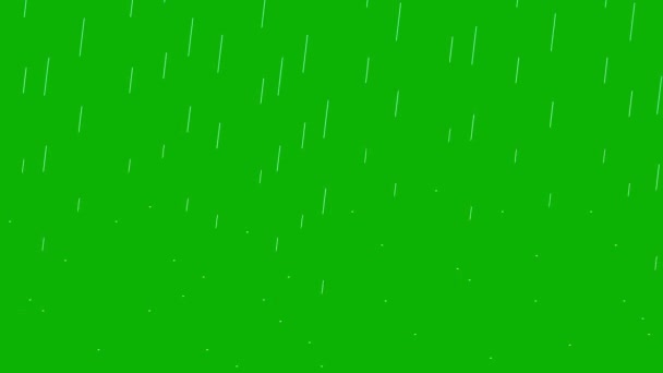 Jednoduchá Animace Deště Kapkami Vody Vlnami Zeleném Pozadí Obrazovky — Stock video