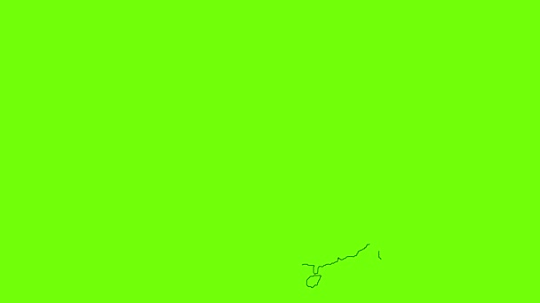 China Map Simple Black Line Art Animation Green Screen Background — ストック動画