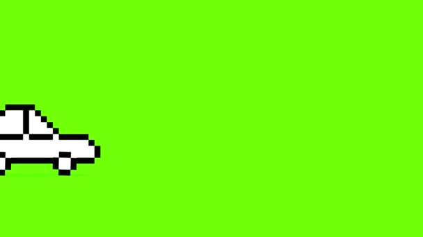 Pixel玩具卡通车绿屏2D动画视频 90年代情调 8位复古风格 — 图库视频影像