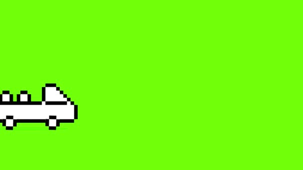 Pixel Juguete Dibujos Animados Coche Pantalla Verde Animación Vídeo 90S — Vídeos de Stock