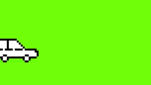 Pixel Juguete Dibujos Animados Coche Pantalla Verde Animación Vídeo 90S — Vídeos de Stock