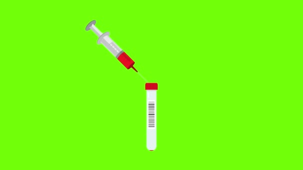 Iniezione Riempire Provetta Medica Con Sangue Sangue Una Siringa Testare — Video Stock