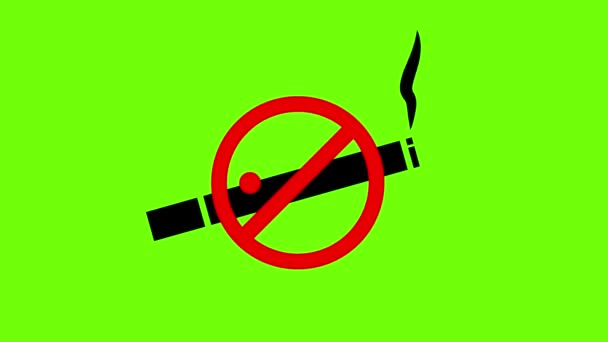 Animation Smoking Sign Prohibiting Sign Animated Video Green Screen Background — Vídeo de Stock