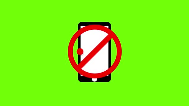 Mobile Banned Phone Allowed Sign Green Screen Background Animation Prohibiting — Wideo stockowe