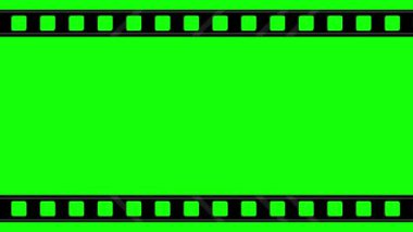 Yatay film yeşil ekran arkaplanlı çerçeveyi yakar, film flash grafik animasyonu 4k video 