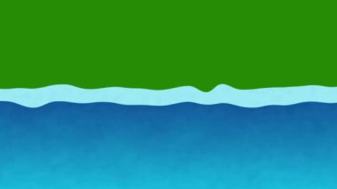 Sakin deniz suyu, yeşil ekran arka planında grafik animasyon okyanus dalgaları