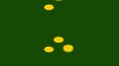 Dolarlar yere düşer ve para yeşil ekran arkaplanındaki grafik animasyonunu kaydeder