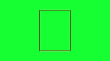 Roket 2d çizgi film stili için R harfi. Küçük çocuklar için yeşil ekran arka planında animasyon.