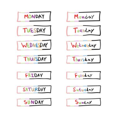 Beyaz arkaplanda izole edilmiş renkli yazı tipi veya harf tasarım vektörü çizimi