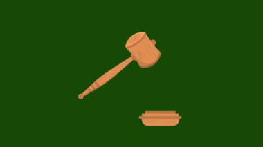 Canlandırılmış çekiç, yargıç emri, tokmak, karar verme, yeşil ekran arka planında 4k animasyon