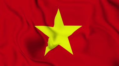 Vietnam 'ın ulusal bayrağı, Vietnam' ın gerçekçi bayrağı, dikdörtgen döngü animasyonu 4K görüntüsü.