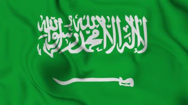 Suudi Arabistan 'ın ulusal bayrağı, Suudi Arabistan' ın gerçekçi bayrağını sallıyor.