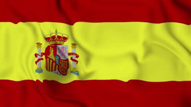 İspanya 'nın ulusal bayrağı, İspanya' nın gerçekçi bayrağı, dikişsiz döngü animasyon 4K görüntüsü.