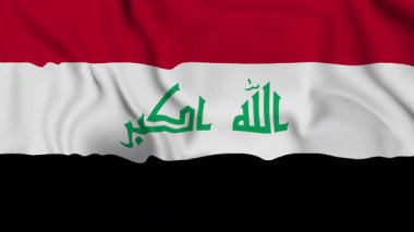 Irak 'ın ulusal bayrağı, Irak' ın gerçekçi bayrağını sallıyor. Dikdörtgen döngü animasyonu 4K görüntü.