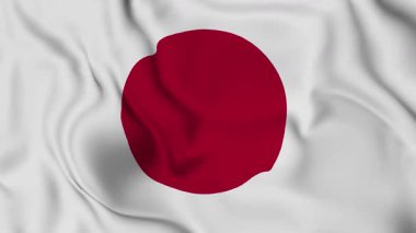 Japonya 'nın ulusal bayrağı, Japonya' nın gerçekçi bayrağını sallıyor, dikişsiz döngü animasyon 4K görüntü