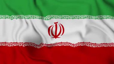 İran 'ın ulusal bayrağı, İran' ın gerçekçi bayrağını sallıyor, dikişsiz döngü animasyon 4k görüntü