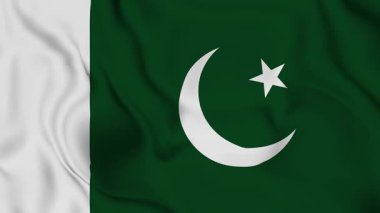 Pakistan 'ın ulusal bayrağı, Pakistan' ın gerçekçi bayrağını sallıyor.