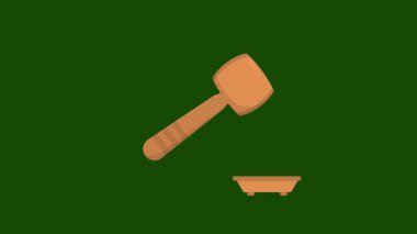 Canlandırılmış çekiç, yargıç emri, tokmak, karar verme, yeşil ekran arka planında 4k animasyon
