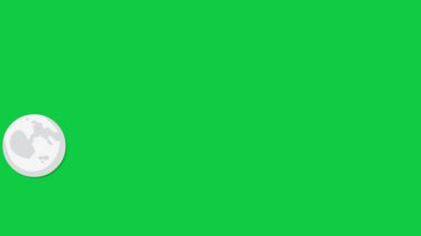 Ay yeşil ekran arka planında 2d grafik animasyonu, 4k görüntü