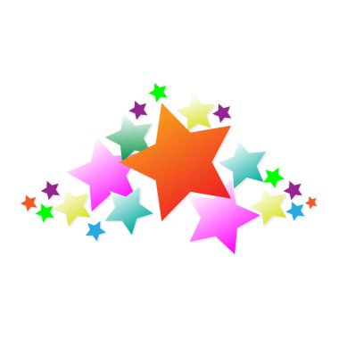 Renkli yıldızlar sanat klipsleme, şenlikli dekorasyon vektör çizim sanatı