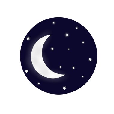 Parlayan yıldızlı ay gece sahne rozet tasviri sanatı